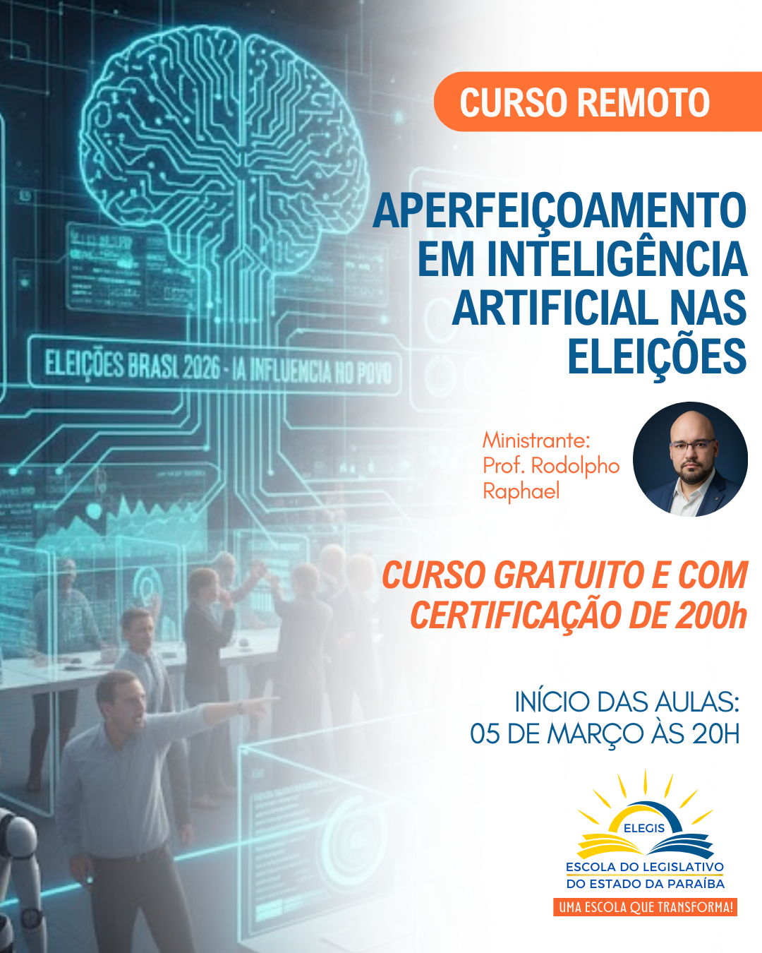 Faculdade ELEGIS PB abre inscrições para curso sobre Inteligência Artificial, desinformação e integridade eleitoral