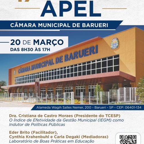 17º Encontro da APEL reúne Escolas do Legislativo na Câmara de Barueri em 20 de março